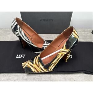 VETEMENTS Silver & Gold Chain Boomerang Pumps-Brand New-Size 36-Very Rare